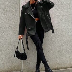 Oversized leather jacket